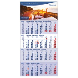 4-Monats-Wandkalender Quattro blau, B4 versandfähig, 2027