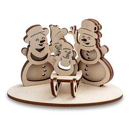 3D Holzpuzzle-Karte, Schneemann-Familie, 2-seit. Druck
