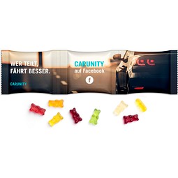 3er Kettenbeutel, 15 g, Gummibärchen, weiße kompostierbare Folie, inkl. Druck