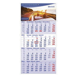 4-Monats-Wandkalender Quattro 2025, blau