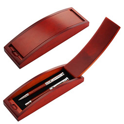 Schreibset aus Rosenholz, schwarze Mine, rot/silber