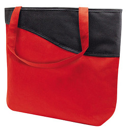 Joytex® Einkaufstasche XL mit Reißverschluss Knobs, rot/schwarz