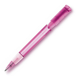 Druckkugelschreiber Genua MADE IN EUROPE, blaue Mine, pink/transparent