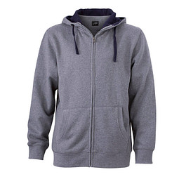 JAMES & NICHOLSON Unisex Sweat-Jacke mit Kapuze, grau, XL