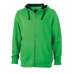 JAMES & NICHOLSON Unisex Sweat-Jacke mit Kapuze, grün, M