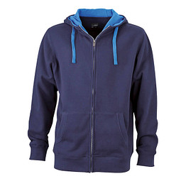 JAMES & NICHOLSON Unisex Sweat-Jacke mit Kapuze, dunkelblau, XL