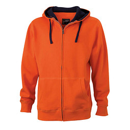JAMES & NICHOLSON Unisex Sweat-Jacke mit Kapuze, orange, L