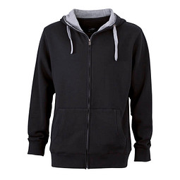 JAMES & NICHOLSON Unisex Sweat-Jacke mit Kapuze, schwarz, XL