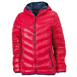 JAMES & NICHOLSON Damen Daunenjacke, rot/dunkelblau, S