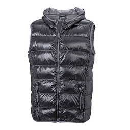 JAMES & NICHOLSON Herren Daunenweste, schwarz/grau, XL