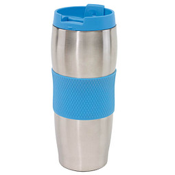 Edelstahl-Isolierbecher Kaffeepause, 400 ml, silber/blau