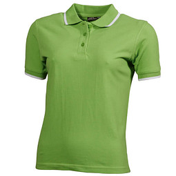 JAMES & NICHOLSON Damen Poloshirt Pique, hellgrün/weiß, S