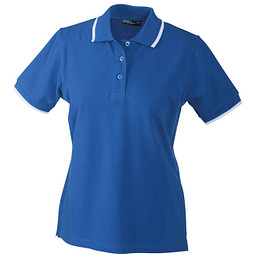 JAMES & NICHOLSON Damen Poloshirt Pique, blau/weiß, M