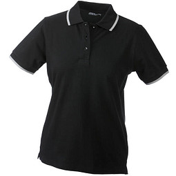 JAMES & NICHOLSON Damen Poloshirt Pique, schwarz/silber, L