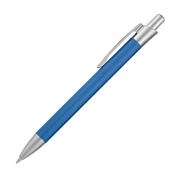 Metall-Druckkugelschreiber Brushed, blaue Mine, blau