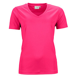 JAMES & NICHOLSON Damen Funktions T-Shirt Active, pink, XL