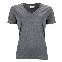 JAMES & NICHOLSON Damen Funktions T-Shirt Active, grau-meliert, M