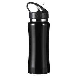 Metall-Trinkflasche Energy, ohne Trinkhalm, 600 ml, schwarz