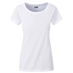 JAMES & NICHOLSON Damen T-Shirt Basic aus Bio-Baumwolle, weiß, S
