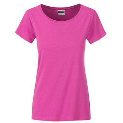 JAMES & NICHOLSON Damen T-Shirt Basic aus Bio-Baumwolle, pink, M