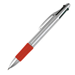 Vierfarb-Kugelschreiber Quattro, rot/silber