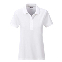JAMES & NICHOLSON Damen Poloshirt Basic Bio BW, weiß, S