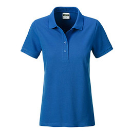 JAMES & NICHOLSON Damen Poloshirt Basic Bio BW, blau, M