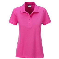 JAMES & NICHOLSON Damen Poloshirt Basic Bio BW, pink, XXL
