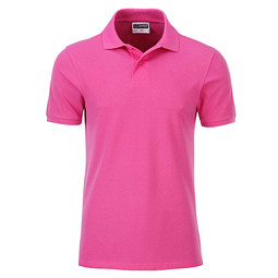 JAMES & NICHOLSON Herren Poloshirt Basic Bio BW, pink, S