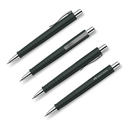FABER-CASTELL Kugelschreiber Poly Ball schwarz/silber