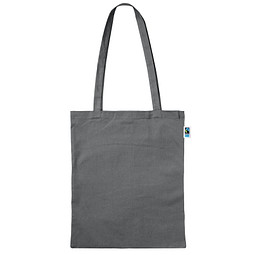 Fairtrade Baumwolltasche mit langen Henkeln, stahlgrau