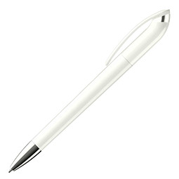 burger swiss pen® Drehkugelschreiber Beo-Brilliant, blaue Mine, weiß-hochglanzpoliert