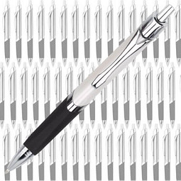 Werbe-Set: 100 LANCE® Metall-Kugelschreiber Triangle, inkl. Druck, blaue Mine, perlweiß