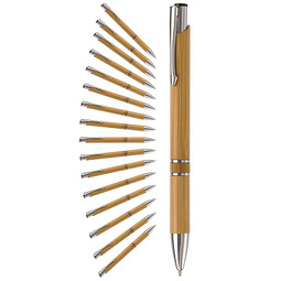 Werbe-Sparset: Bambus-Kugelschreiber Bamboo IV, 100-tlg., inkl. Druck, blaue Mine, braun