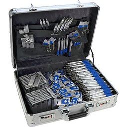 Werbe-Sparset im Koffer, 501-tlg., inkl. Druck, silber/blau