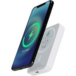 Acrab 15 W 5.000 mAh magnetische kabellose Powerbank mit 20 W PD aus recyceltem Kunststoff, weiss