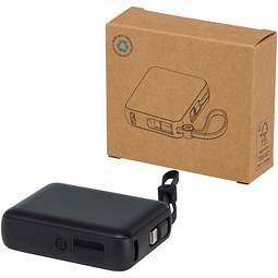 Acrux 35 W 10.000 mAh Tablet Powerbank mit integriertem Typ-C-Kabel aus recyceltem Kunststoff, schwarz