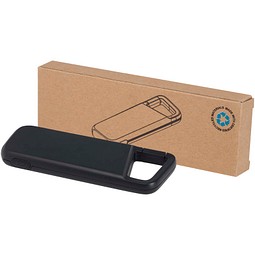 Alkes 12 W 5.000 mAh wasserfeste Powerbank aus recyceltem Kunststoff mit Karabinerhaken, schwarz
