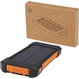 Altair 10 W 5000 mAh robuste Solar Powerbank aus recyceltem Kunststoff mit integrierter Taschenlampe, schwarz