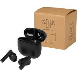 Alterf True Wireless Bluetooth® Headset aus recyceltem Kunststoff mit Silikon-Ohrstöpseln, schwarz