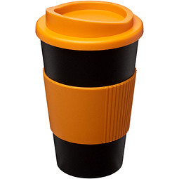 Americano Isolierbecher mit Schutzring, 350 ml, schwarz,orange