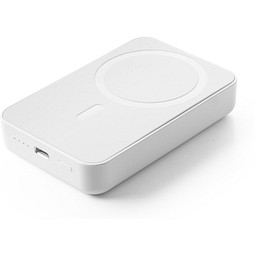 AMPERE 10. Magnetische Powerbank mit 10'000 mAh und superschnellem kabellosem Ladegerät (15 W) aus Recyceltes ABS (100% rABS), Weiß