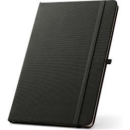 ANNE. A5 Notizbuch aus recyceltem Polyester (100% rPET) mit linierten Seiten, Schwarz