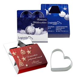 Backförmchen Single-Pack, Weihnachten, Herz, 2-seit. Druck