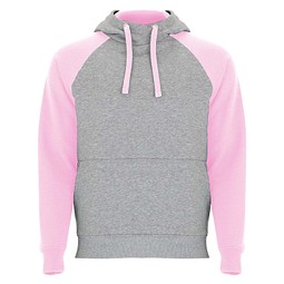Badet zweifarbiger Kapuzenpullover für Kinder, heather grau / hellrosa, 9/10