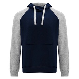 Badet zweifarbiger Kapuzenpullover für Kinder, Navy Blue / heather grau, 7/8