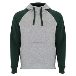 Badet zweifarbiger Kapuzenpullover Unisex, heather grau / dunkelgrün, 2XL