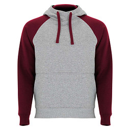 Badet zweifarbiger Kapuzenpullover Unisex, heather grau / Garnet, XS