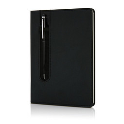 XD COLLECTION Notizbuch mit Stylus-Stift Basic Hardcover PU, DIN A5, liniert, schwarz