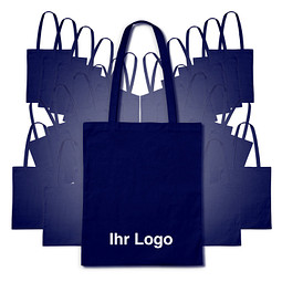 Werbe-Sparset: Baumwolltaschen, 100-tlg., inkl. Druck, lange Henkel, navyblau
